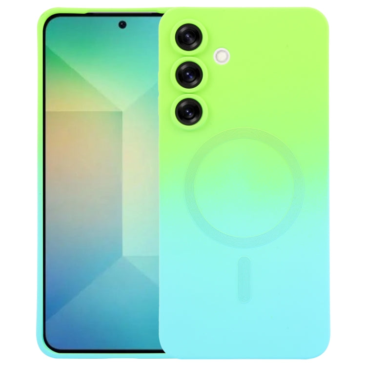 For Samsung Galaxy S25 5G Liquid TPU Silicone Gradient MagSafe Phone Case(Cyan Blue) - Galaxy S25 5G Cases by PMC TechLife | Online Shopping South Africa | PMC TechLife | Buy Now Pay Later Mobicred