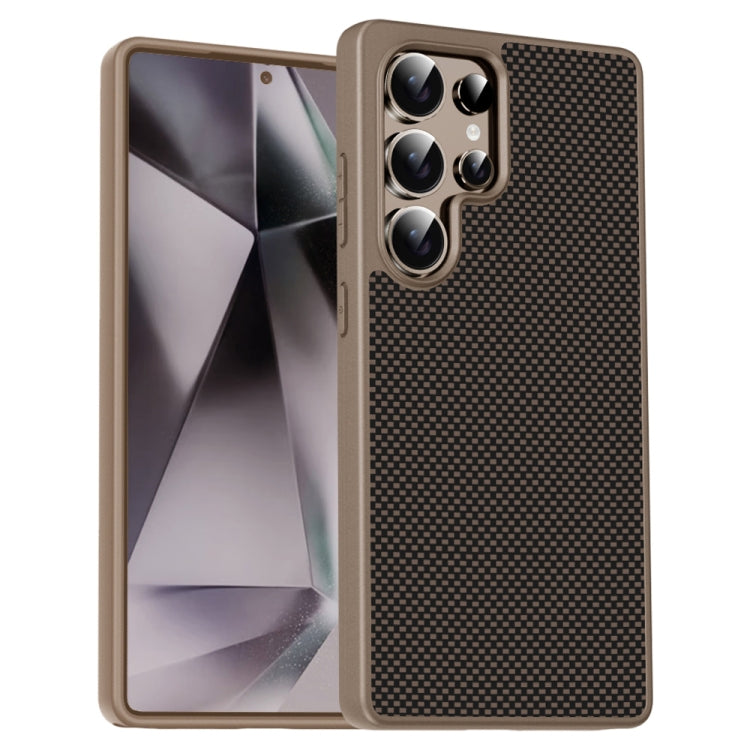 For Samsung Galaxy S25 Ultra 5G Pita Series TPU + PC Texture Phone Case(Gold) - Galaxy S25 Ultra 5G Cases by PMC TechLife | Online Shopping South Africa | PMC TechLife | Buy Now Pay Later Mobicred