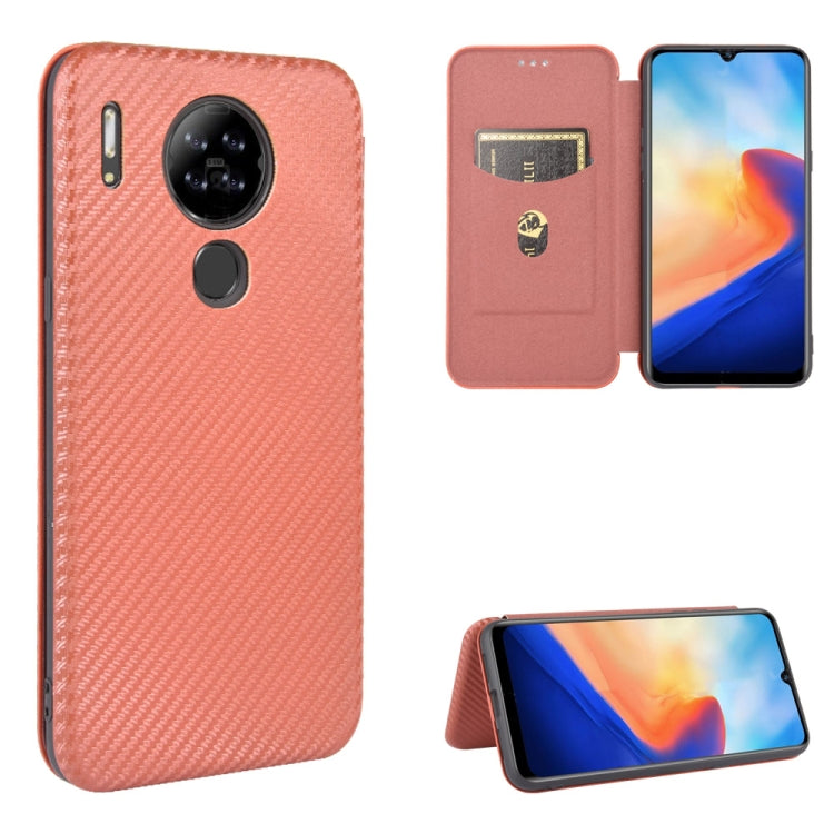 For Blackview A80 Carbon Fiber Texture Horizontal Flip TPU + PC + PU Leather Case with Card Slot(Brown) - More Brand by PMC TechLife | Online Shopping South Africa | PMC TechLife | Buy Now Pay Later Mobicred