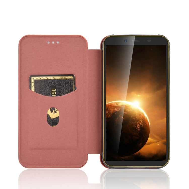 For Blackview BV5500 / BV5500 Pro / BV5500 Plus Carbon Fiber Texture Horizontal Flip TPU + PC + PU Leather Case with Card Slot(Brown) - More Brand by PMC TechLife | Online Shopping South Africa | PMC TechLife | Buy Now Pay Later Mobicred