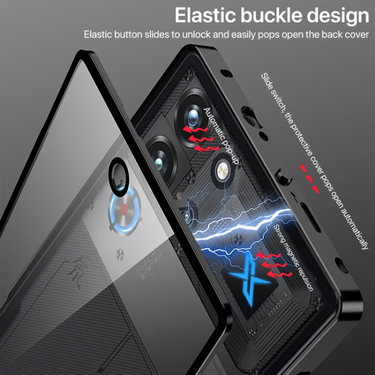 For ZTE nubia Red Magic 10 Pro / 10 Pro+ Snap Buckle Metal Frame Glass Back Panel Phone Case(Dark Purple) - ZTE Cases by PMC TechLife | Online Shopping South Africa | PMC TechLife | Buy Now Pay Later Mobicred