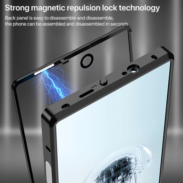 For ZTE nubia Red Magic 10 Pro / 10 Pro+ Snap Buckle Metal Frame Glass Back Panel Phone Case(Dark Purple) - ZTE Cases by PMC TechLife | Online Shopping South Africa | PMC TechLife | Buy Now Pay Later Mobicred