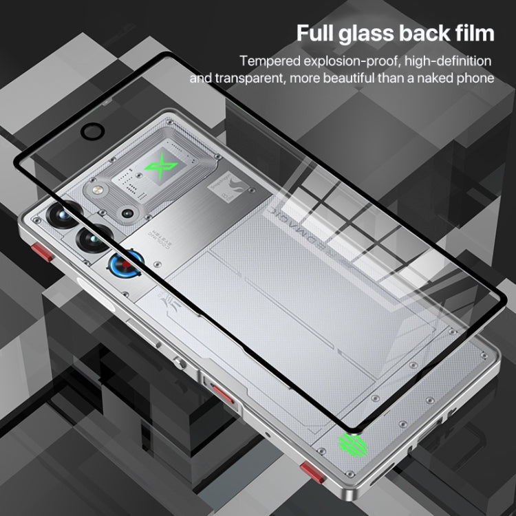 For ZTE nubia Red Magic 10 Pro / 10 Pro+ Snap Buckle Metal Frame Glass Back Panel Phone Case(Silver) - ZTE Cases by PMC TechLife | Online Shopping South Africa | PMC TechLife | Buy Now Pay Later Mobicred