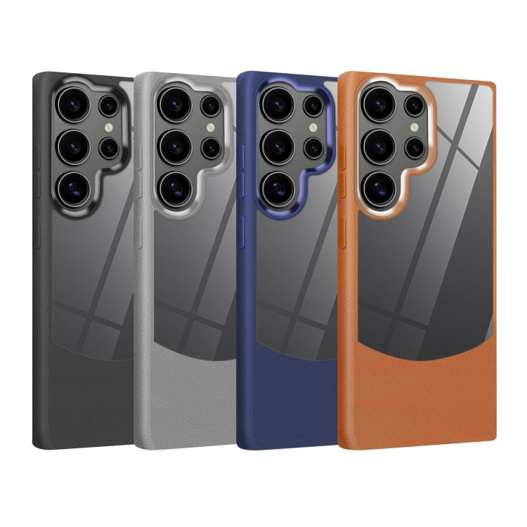 For Samsung Galaxy S25 Ultra 5G Litchi Texture TPU Hybrid Acrylic Phone Case(Brown) - Galaxy S25 Ultra 5G Cases by PMC TechLife | Online Shopping South Africa | PMC TechLife | Buy Now Pay Later Mobicred