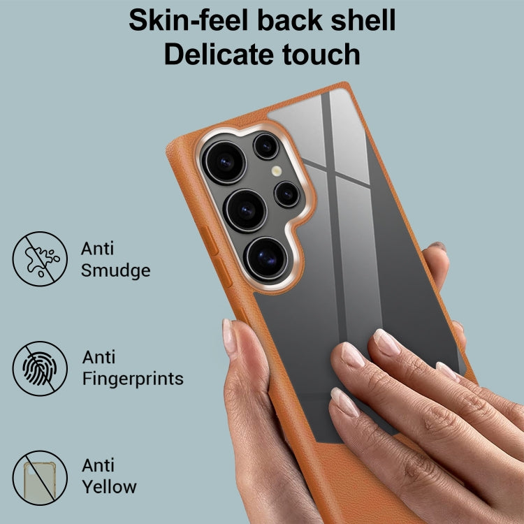 For Samsung Galaxy S25 Ultra 5G Litchi Texture TPU Hybrid Acrylic Phone Case(Black) - Galaxy S25 Ultra 5G Cases by PMC TechLife | Online Shopping South Africa | PMC TechLife | Buy Now Pay Later Mobicred