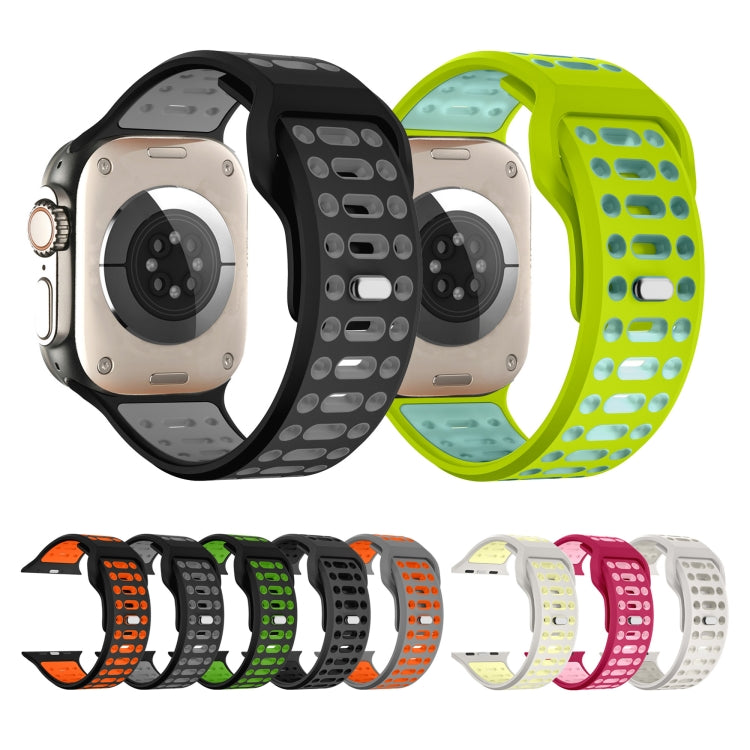 For Apple Watch 46mm / 49mm / 45mm / 44mm Single Nail Dual-Color Multi-hole Silicone Watch Band(Warm Gray Yellow) - free shipping - PMc TechLife - Order now!