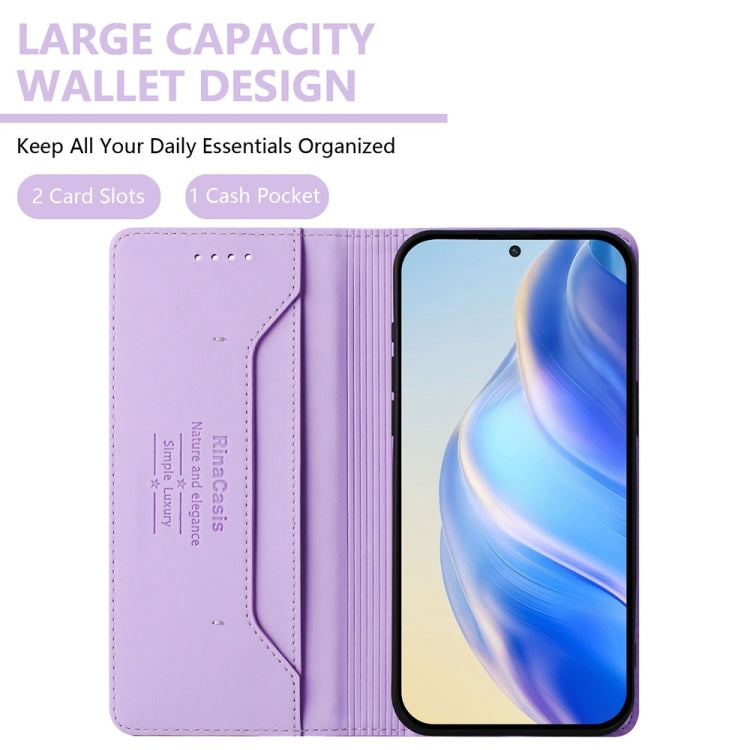 For Honor Magic6 Pro Global RC01 Dual-Folded Magnetic Suction RFID Leather Phone Case(Light Purple) - Honor Cases by PMC Jewellery | Online Shopping South Africa | PMC Jewellery | Buy Now Pay Later Mobicred