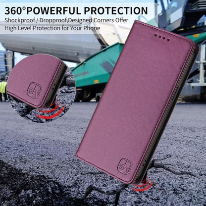 For Honor Magic6 Pro Global RC01 Dual-Folded Magnetic Suction RFID Leather Phone Case(Violet) - Honor Cases by PMC Jewellery | Online Shopping South Africa | PMC Jewellery | Buy Now Pay Later Mobicred