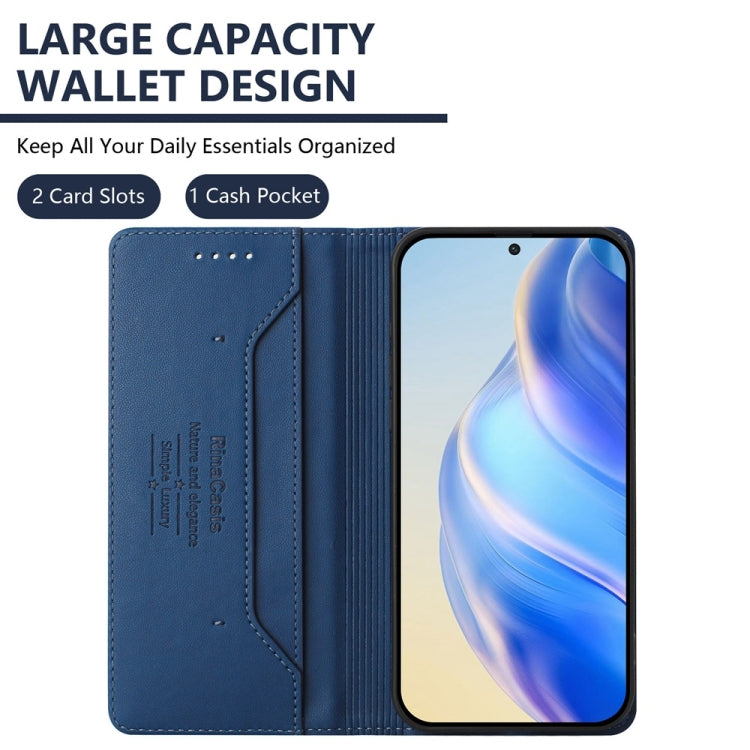 For Huawei Pura 70 RC01 Dual-Folded Magnetic Suction RFID Leather Phone Case(Dark Blue) - Huawei Cases by PMC Jewellery | Online Shopping South Africa | PMC Jewellery | Buy Now Pay Later Mobicred