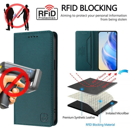 For Huawei Pura 70 RC01 Dual-Folded Magnetic Suction RFID Leather Phone Case(Dark Green) - Huawei Cases by PMC Jewellery | Online Shopping South Africa | PMC Jewellery | Buy Now Pay Later Mobicred