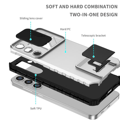 For Samsung Galaxy S25 5G Stereoscopic Holder Sliding Camshield Phone Case(White) - Galaxy S25 5G Cases by PMC Jewellery | Online Shopping South Africa | PMC Jewellery | Buy Now Pay Later Mobicred