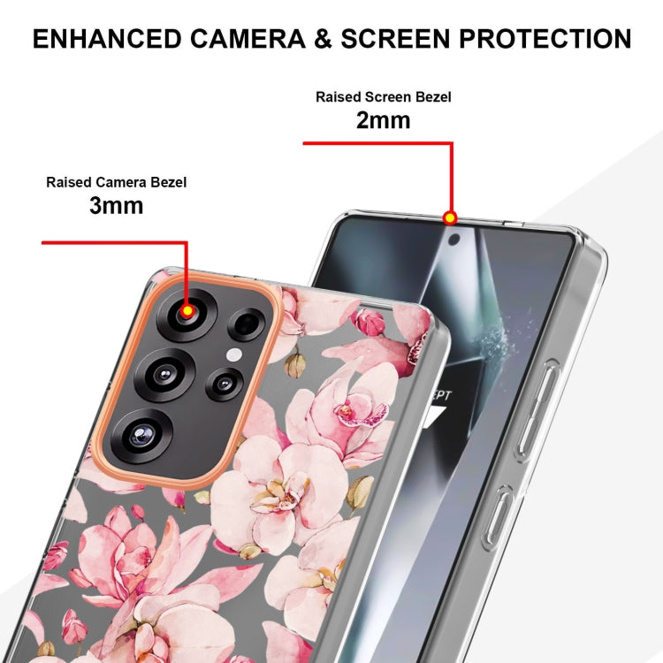 For Samsung Galaxy S25 Ultra 5G Flowers and Plants Series IMD TPU Phone Case(Pink Gardenia) - Galaxy S25 Ultra 5G Cases by PMC Jewellery | Online Shopping South Africa | PMC Jewellery | Buy Now Pay Later Mobicred