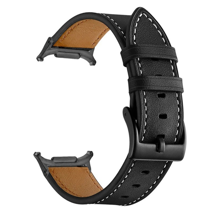 For Samsung Galaxy Watch Ultra 47mm Black Buckle Genuine Leather Watch Band(Black) - Watch Bands by PMC TechLife | Online Shopping South Africa | PMC TechLife | Buy Now Pay Later Mobicred