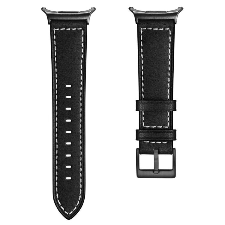 For Samsung Galaxy Watch Ultra 47mm Black Buckle Genuine Leather Watch Band(Black) - Watch Bands by PMC TechLife | Online Shopping South Africa | PMC TechLife | Buy Now Pay Later Mobicred
