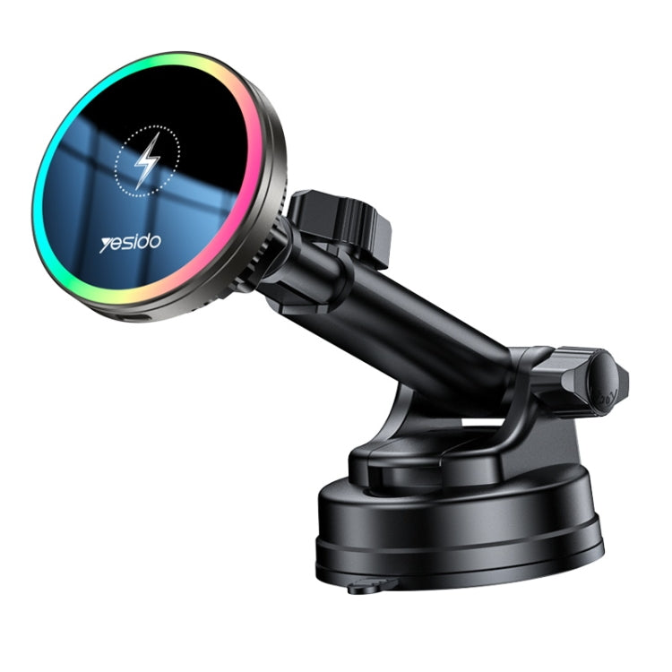 Yesido C315 15W Suction Cup Air Vent Car Wireless Charging Holder with RGB Lighting(Black) - free shipping - PMC TechLife - Order now!