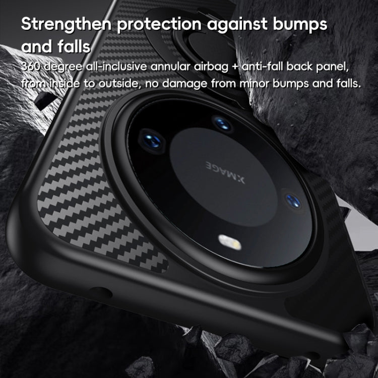 For Huawei Mate 60 Carbon Fiber MagSafe Phone Case with 360 Degree Rotating Holder(Black Silver) - Huawei Cases by PMC TechLife | Online Shopping South Africa | PMC TechLife | Buy Now Pay Later Mobicred
