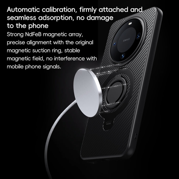 For Huawei Mate 60 Carbon Fiber MagSafe Phone Case with 360 Degree Rotating Holder(Black Silver) - Huawei Cases by PMC TechLife | Online Shopping South Africa | PMC TechLife | Buy Now Pay Later Mobicred
