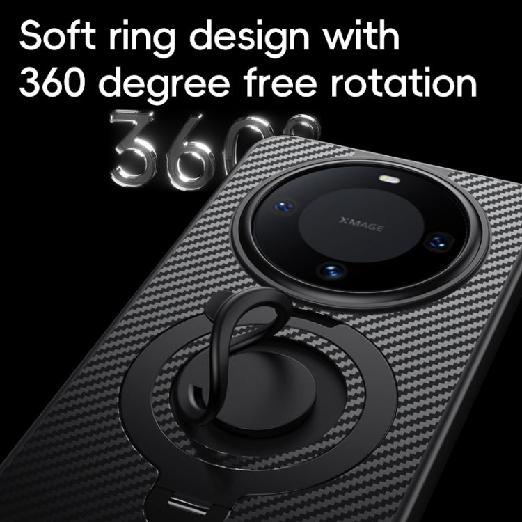 For Huawei Mate 60 Pro / 60 Pro+ Carbon Fiber MagSafe Phone Case with 360 Degree Rotating Holder(Black Silver) - Huawei Cases by PMC TechLife | Online Shopping South Africa | PMC TechLife | Buy Now Pay Later Mobicred