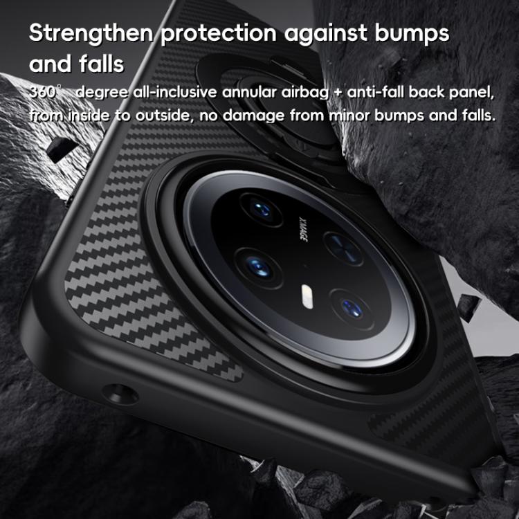For Huawei Mate 70 Pro / 70 Pro+ Carbon Fiber MagSafe Phone Case with 360 Degree Rotating Holder(Black Silver) - Huawei Cases by PMC TechLife | Online Shopping South Africa | PMC TechLife | Buy Now Pay Later Mobicred