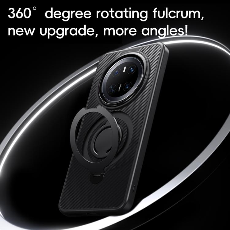 For Huawei Mate 70 Pro / 70 Pro+ Carbon Fiber MagSafe Phone Case with 360 Degree Rotating Holder(Black Silver) - Huawei Cases by PMC TechLife | Online Shopping South Africa | PMC TechLife | Buy Now Pay Later Mobicred