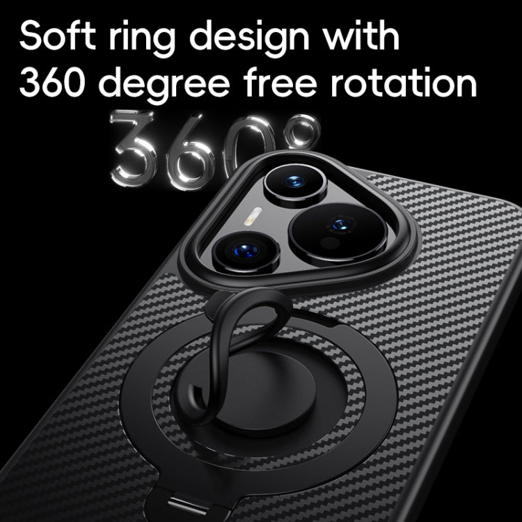 For Huawei Pura 70 Pro / 70 Pro+ Carbon Fiber MagSafe Phone Case with 360 Degree Rotating Holder(Black Silver) - Huawei Cases by PMC Jewellery | Online Shopping South Africa | PMC Jewellery | Buy Now Pay Later Mobicred