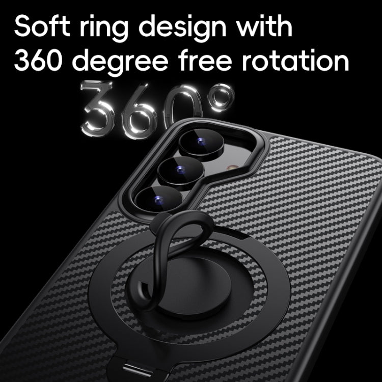 For Samsung Galaxy S25+ 5G Carbon Fiber MagSafe Phone Case with 360 Degree Rotating Holder(Black) - Galaxy S25+ 5G Cases by PMC Jewellery | Online Shopping South Africa | PMC Jewellery | Buy Now Pay Later Mobicred