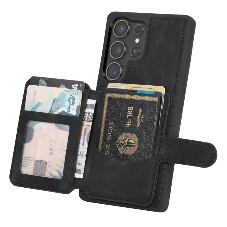 For Samsung Galaxy S25 Ultra 5G Skin Feel Dream RFID Anti-theft PU Card Bag Phone Case(Black) - Galaxy S25 Ultra 5G Cases by PMC TechLife | Online Shopping South Africa | PMC TechLife | Buy Now Pay Later Mobicred