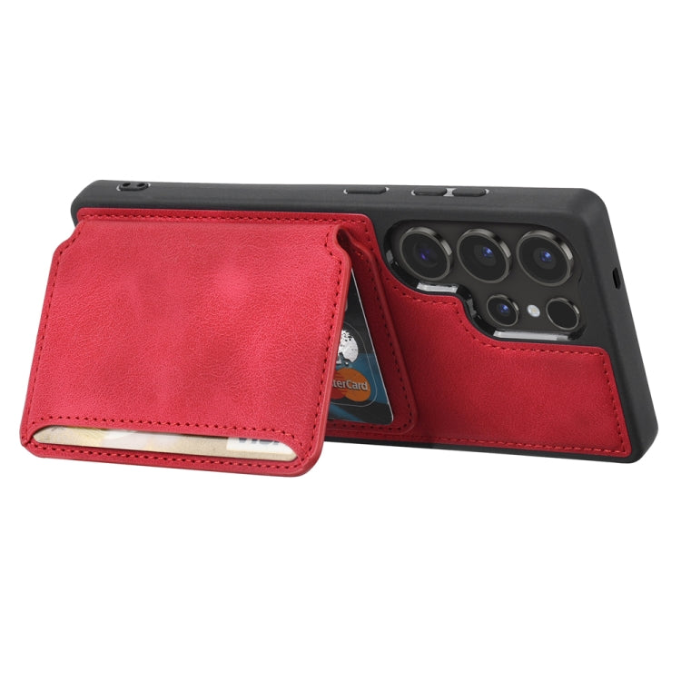 For Samsung Galaxy S25 Ultra 5G Skin Feel Dream RFID Anti-theft PU Card Bag Phone Case(Red) - Galaxy S25 Ultra 5G Cases by PMC TechLife | Online Shopping South Africa | PMC TechLife | Buy Now Pay Later Mobicred