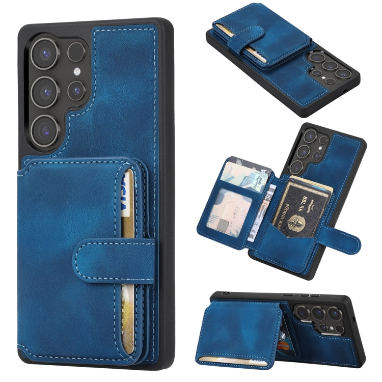 For Samsung Galaxy S25 Ultra 5G Skin Feel Dream RFID Anti-theft PU Card Bag Phone Case(Peacock Blue) - Galaxy S25 Ultra 5G Cases by PMC TechLife | Online Shopping South Africa | PMC TechLife | Buy Now Pay Later Mobicred
