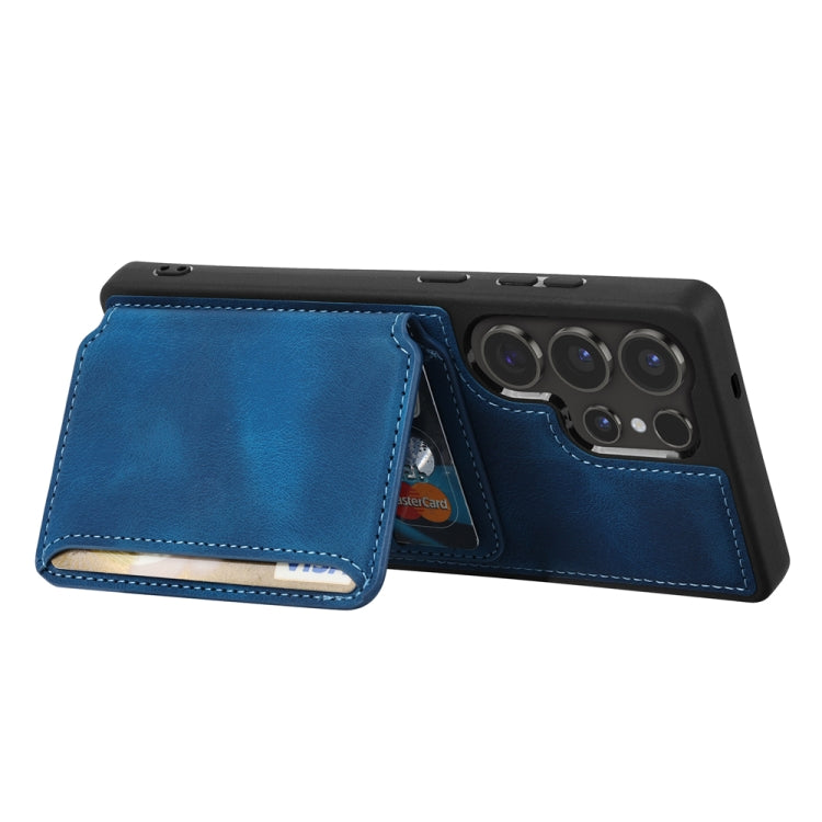 For Samsung Galaxy S25 Ultra 5G Skin Feel Dream RFID Anti-theft PU Card Bag Phone Case(Peacock Blue) - Galaxy S25 Ultra 5G Cases by PMC TechLife | Online Shopping South Africa | PMC TechLife | Buy Now Pay Later Mobicred