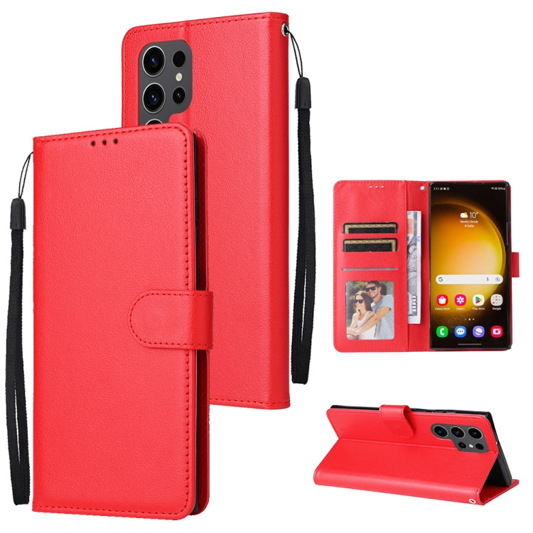 For Samsung Galaxy S25 Ultra 5G 3-Card Slots Multifunctional Leather Phone Case(Red) - Galaxy S25 Ultra 5G Cases by PMC Jewellery | Online Shopping South Africa | PMC Jewellery | Buy Now Pay Later Mobicred