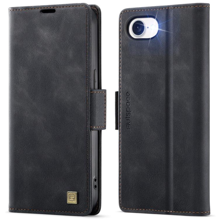 For iPhone 16e AutSpace A11 Side Buckle MagSafe Magnetic RFID Phone Leather Case(Black) - free shipping - PMc TechLife - Order now!