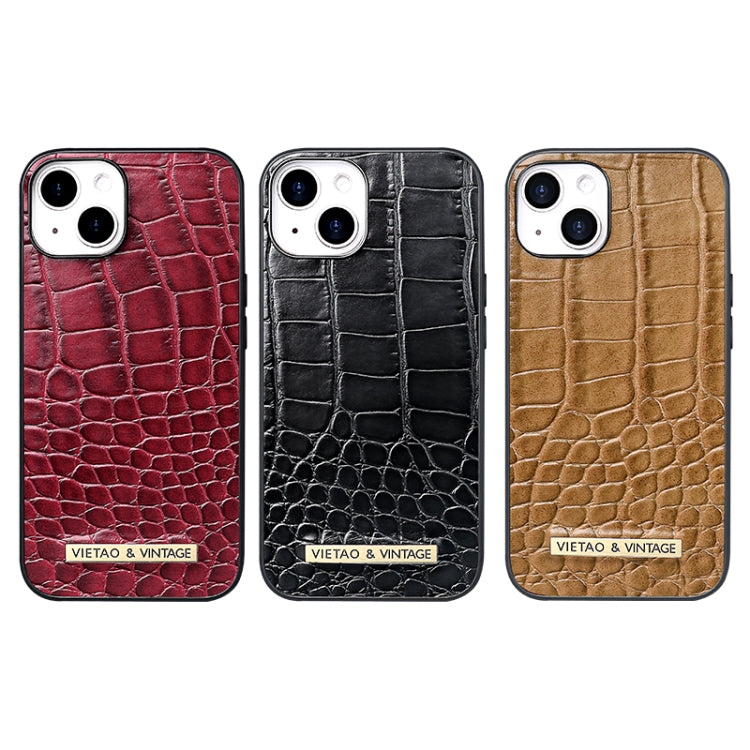 For iPhone 16 VIETAO Alligator Texture PU Phone Case(Brown) - iPhone 16 Cases by VIETAO | Online Shopping South Africa | PMC Jewellery | Buy Now Pay Later Mobicred