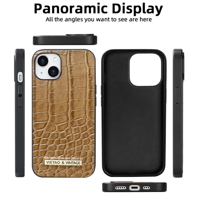 For iPhone 16 VIETAO Alligator Texture PU Phone Case(Brown) - free shipping - PMC Jewellery - Order now!
