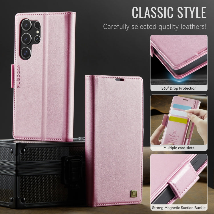 For Samsung Galaxy S25 Ultra 5G AutSpace A11 Side Buckle MagSafe Magnetic RFID Phone Leather Case(Rose Gold) - free shipping - PMC Jewellery - Order now!