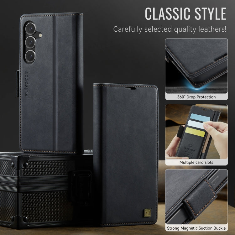 For Samsung Galaxy S25 5G AutSpace A11 Side Buckle MagSafe Magnetic RFID Phone Leather Case(Black) - free shipping - PMC Jewellery - Order now!
