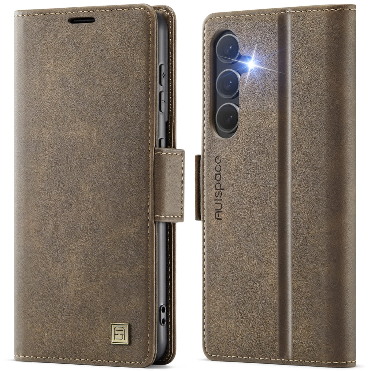 For Samsung Galaxy S25 5G AutSpace A11 Side Buckle MagSafe Magnetic RFID Phone Leather Case(Coffee) - free shipping - PMC Jewellery - Order now!
