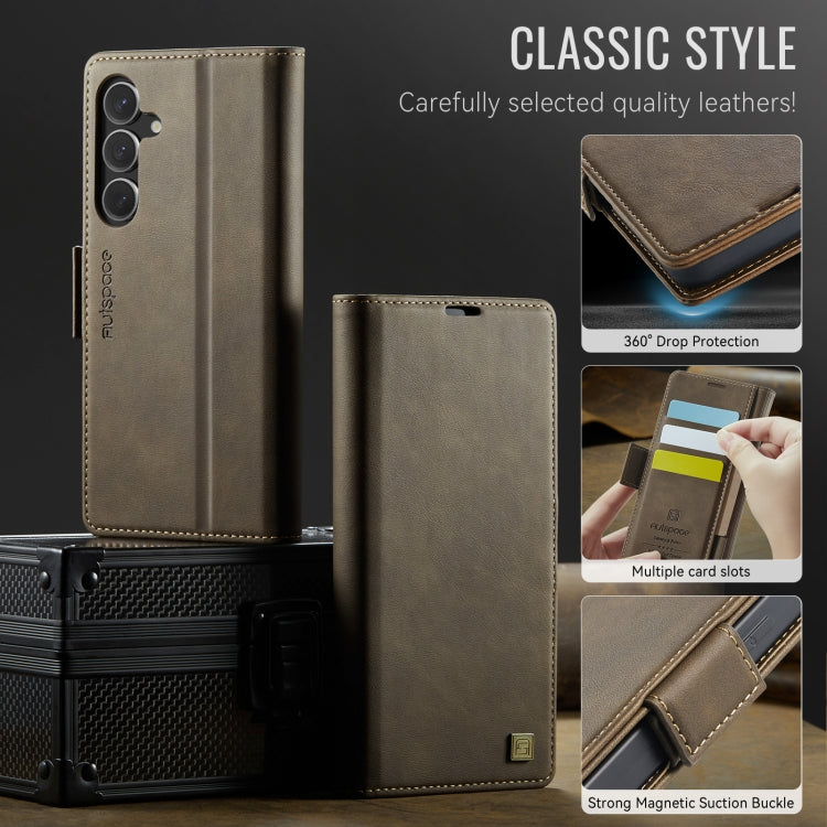 For Samsung Galaxy S25 5G AutSpace A11 Side Buckle MagSafe Magnetic RFID Phone Leather Case(Coffee) - free shipping - PMC Jewellery - Order now!