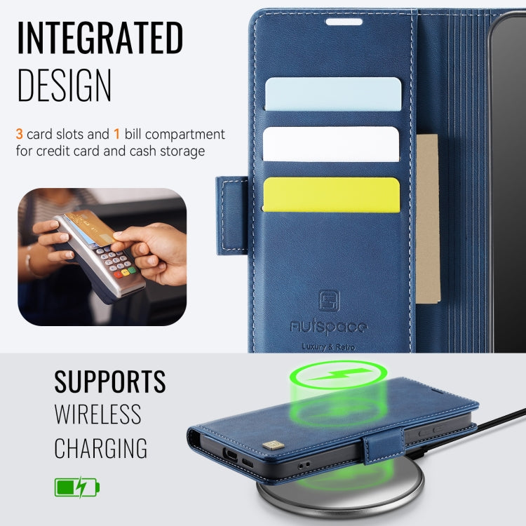 For Samsung Galaxy S25+ 5G AutSpace A11 Side Buckle MagSafe Magnetic RFID Phone Leather Case(Blue) - free shipping - PMC Jewellery - Order now!