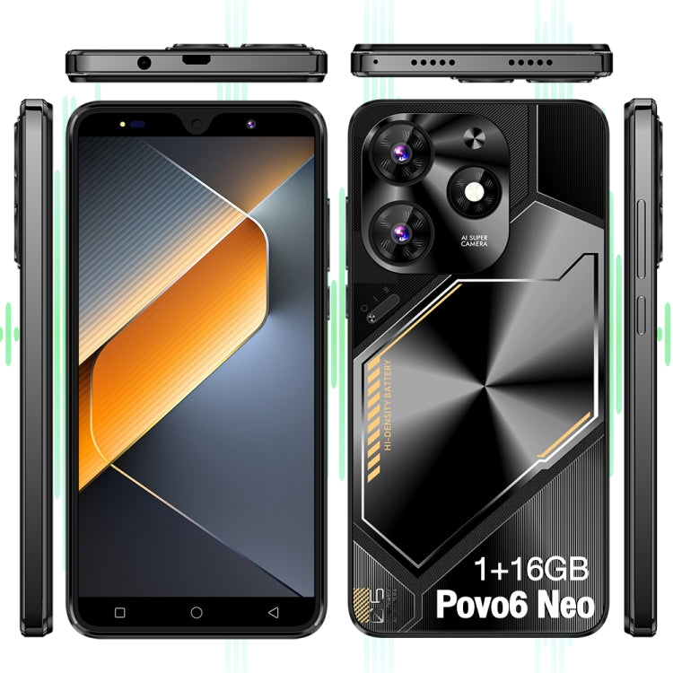 Povo6 Neo / DP29, 1GB+16GB, Face Identification, 5.0 inch Android 8.1 MTK6580M Quad Core, Network: 3G, Dual SIM, Plug:EU Plug(Black) - free shipping - PMc TechLife - Order now!