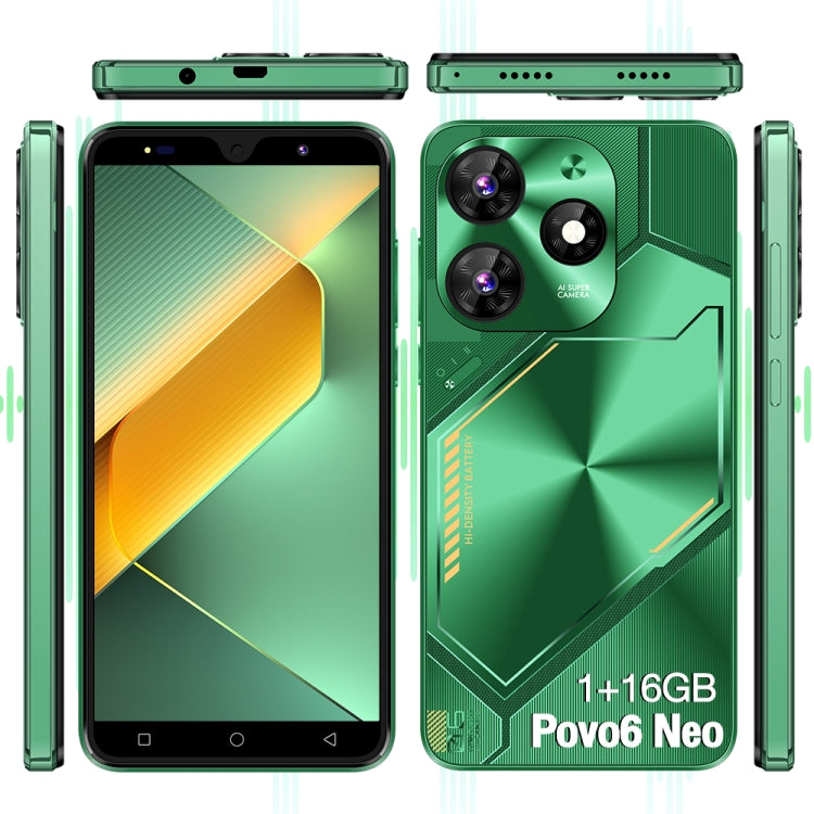 Povo6 Neo / DP29, 1GB+16GB, Face Identification, 5.0 inch Android 8.1 MTK6580M Quad Core, Network: 3G, Dual SIM, Plug:US Plug(Green) - free shipping - PMc TechLife - Order now!
