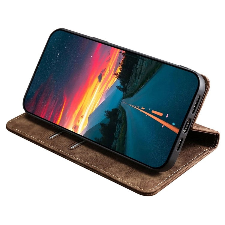 For Samsung Galaxy S25+ 5G RFID Anti-theft Brush Magnetic Leather Phone Case(Brown) - Galaxy S25+ 5G Cases by PMC TechLife | Online Shopping South Africa | PMC TechLife | Buy Now Pay Later Mobicred