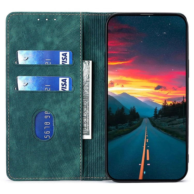 For Samsung Galaxy S25+ 5G RFID Anti-theft Brush Magnetic Leather Phone Case(Green) - Galaxy S25+ 5G Cases by PMC TechLife | Online Shopping South Africa | PMC TechLife | Buy Now Pay Later Mobicred
