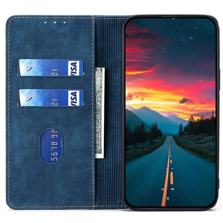 For Samsung Galaxy S25 Ultra 5G RFID Anti-theft Brush Magnetic Leather Phone Case(Blue) - Galaxy S25 Ultra 5G Cases by PMC TechLife | Online Shopping South Africa | PMC TechLife | Buy Now Pay Later Mobicred