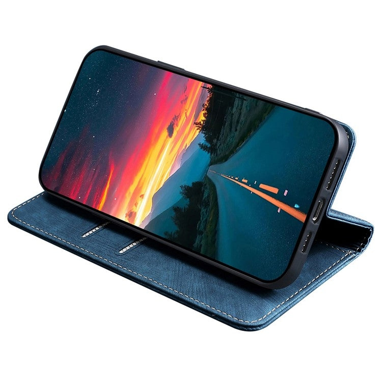For Samsung Galaxy S25 Ultra 5G RFID Anti-theft Brush Magnetic Leather Phone Case(Blue) - Galaxy S25 Ultra 5G Cases by PMC TechLife | Online Shopping South Africa | PMC TechLife | Buy Now Pay Later Mobicred