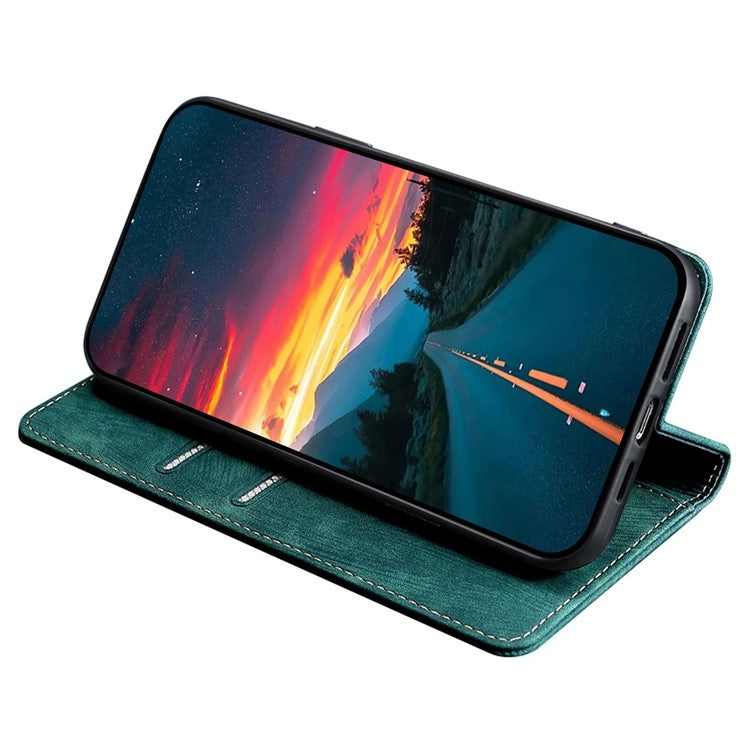 For Samsung Galaxy S25 Ultra 5G RFID Anti-theft Brush Magnetic Leather Phone Case(Green) - Galaxy S25 Ultra 5G Cases by PMC TechLife | Online Shopping South Africa | PMC TechLife | Buy Now Pay Later Mobicred