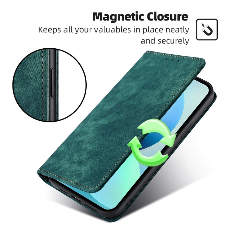 For Samsung Galaxy S25 Ultra 5G RFID Anti-theft Brush Magnetic Leather Phone Case(Green) - Galaxy S25 Ultra 5G Cases by PMC TechLife | Online Shopping South Africa | PMC TechLife | Buy Now Pay Later Mobicred