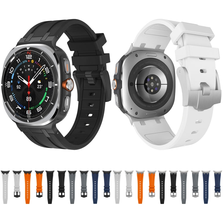 For Samsung Galaxy Watch Ultra 47mm AP Series Liquid Silicone Watch Band(Silver Black) - Watch Bands by PMc TechLife | Online Shopping South Africa | PMc TechLife | Buy Now Pay Later Mobicred