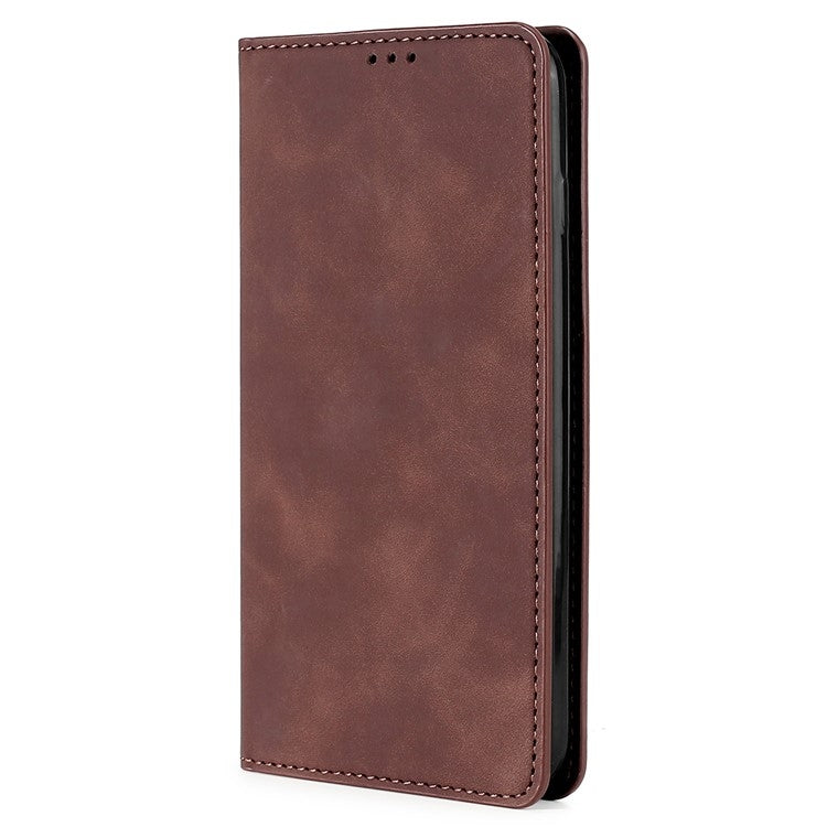 For Samsung Galaxy S25 Ultra 5G Skin Feel Magnetic Leather Phone Case(Dark Brown) - free shipping - PMC Jewellery - Order now!
