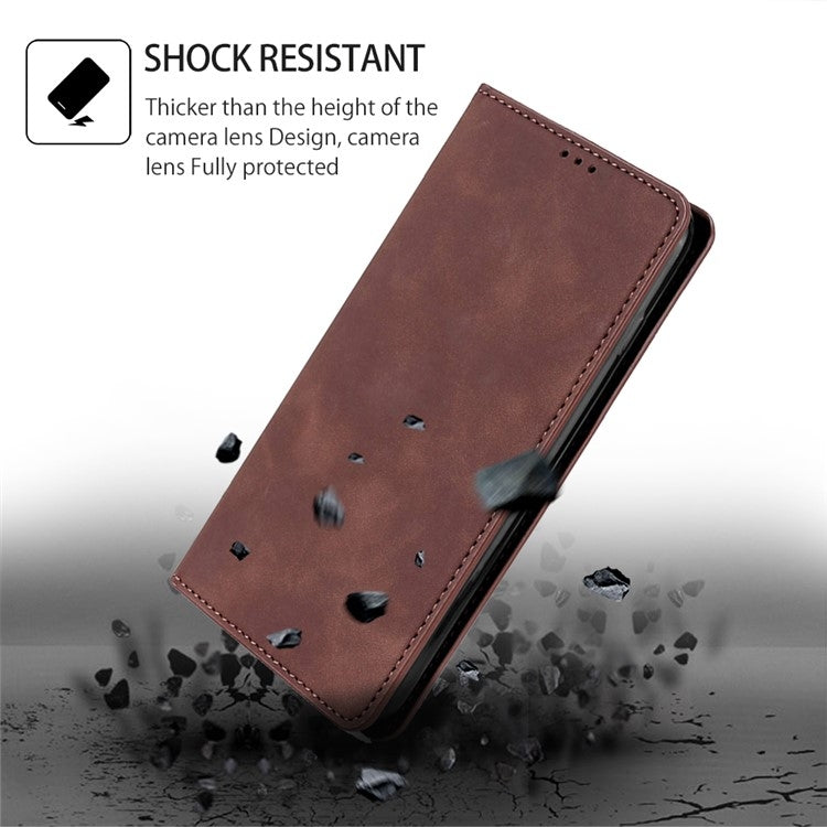 For Samsung Galaxy S25 Ultra 5G Skin Feel Magnetic Leather Phone Case(Dark Brown) - free shipping - PMC Jewellery - Order now!